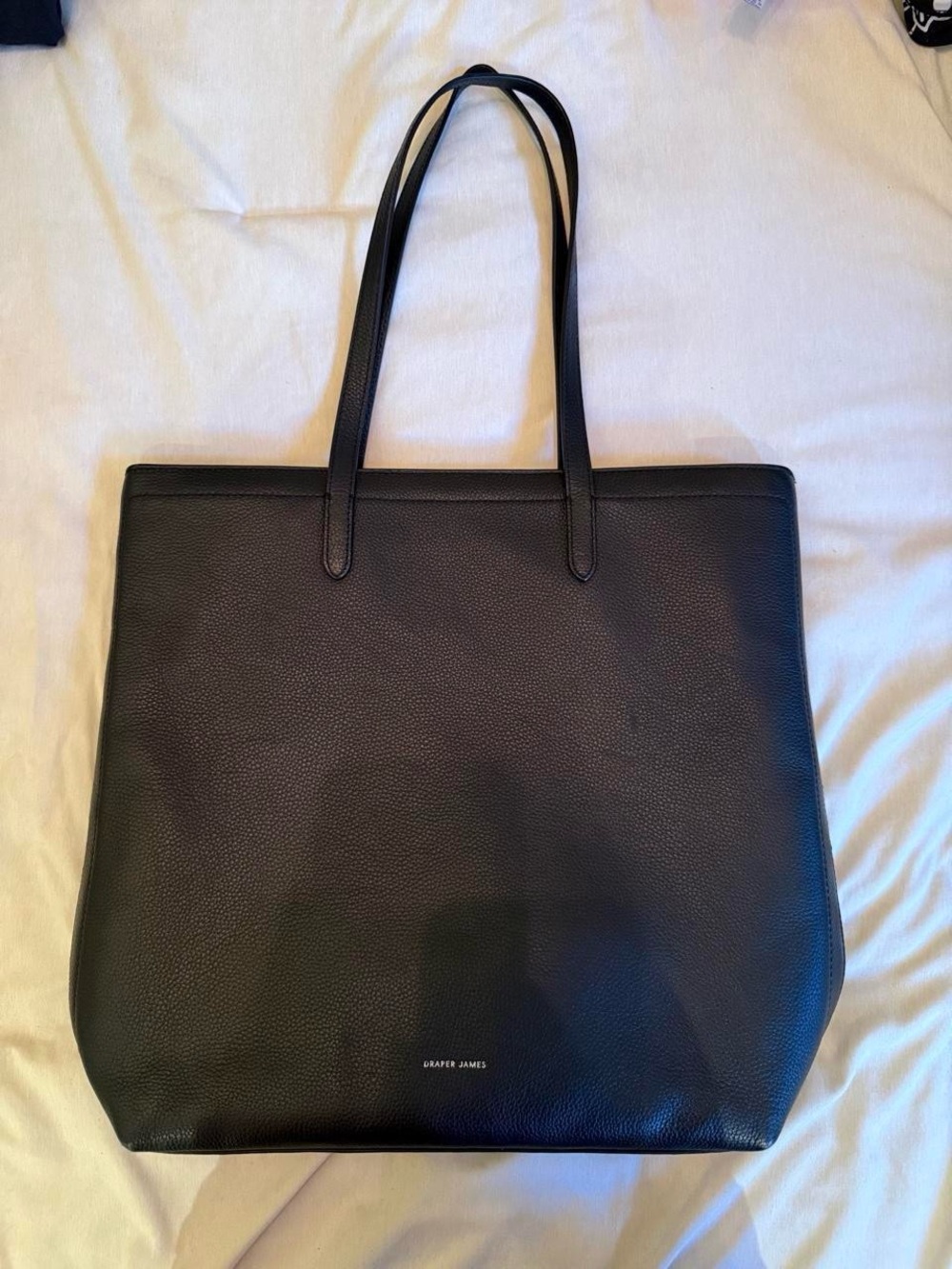 Draper James Black Pebbled Leather Tote
